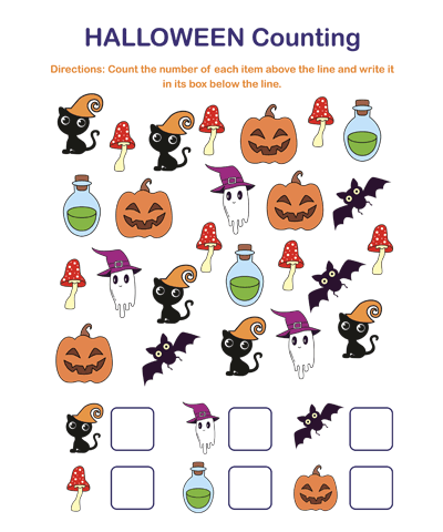 Download Halloween Counting Worksheet - Count the Number of Each Item ...